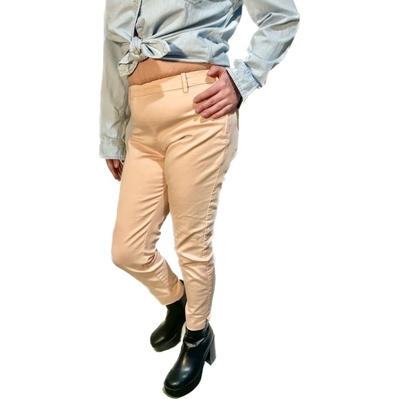 H&M Peach Stretch Pants With Side Zipper And Belt Loops Size 10 - Picture 1 of 4